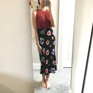 Satin bias cut midi skirt